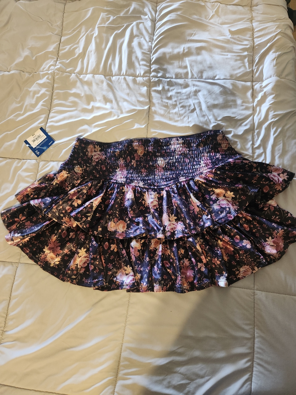 Arizona Black Floral Tiered Skater Skirt
